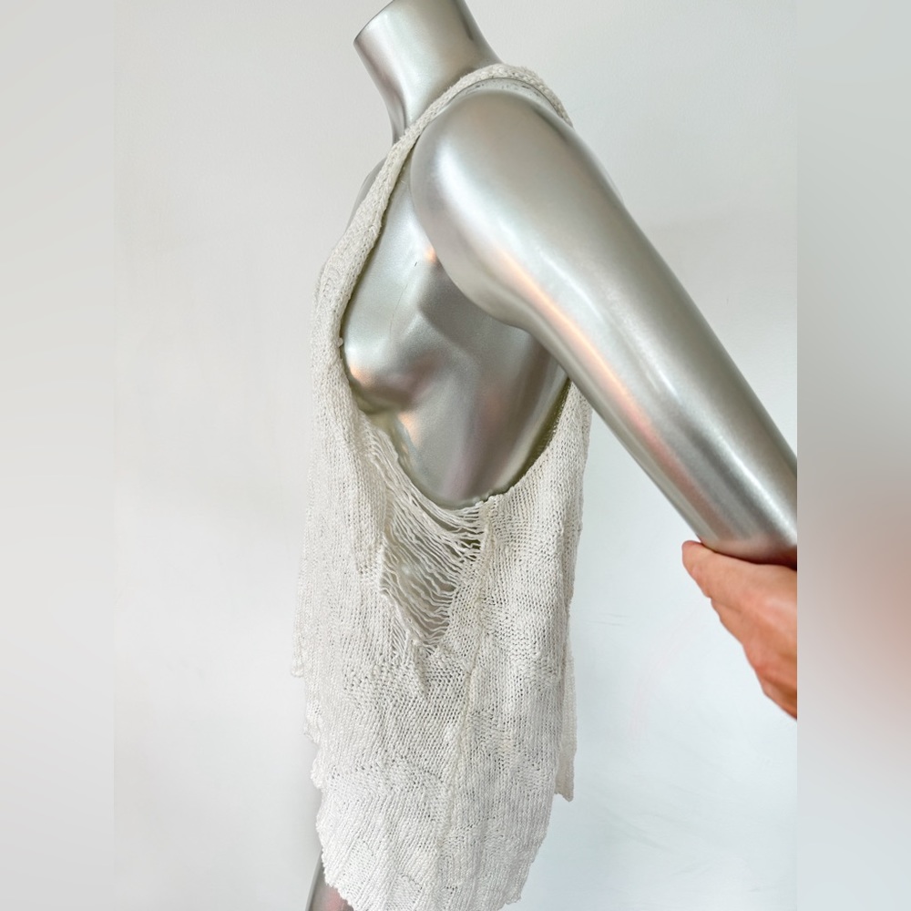 VICI dolls woven distressed knit tank top Ivory large - Picture 3 of 12